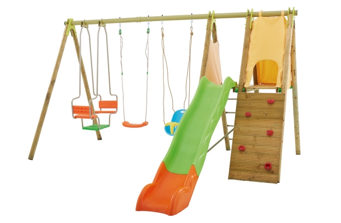 PORTIQUE BOIS METAL 3 AGRÈS + TOBOGGAN et MUR DESCALADE Achat ~ Portique Bois Metal PORTIQUE BOIS METAL 3 AGRÈS + TOBOGGAN et MUR DESCALADE Achat ~ Portique Bois Metal
