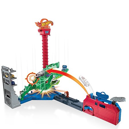 Hot Wheels City Attaque du Robot Dragon GJL13 coffret de jeu pour petites voitures à connecter avec circuit et pistes jouet pour enfant
