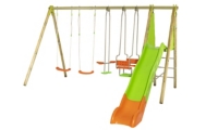 Portique Bois Metal Kahuna De 2 30 M 4 Agres Toboggan 8 Enfants Maison Et Loisirs E Leclerc