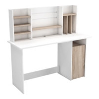 Bureau Avec Caisson Et Surmeuble Chene Blanc Ambre Maison Et Loisirs E Leclerc