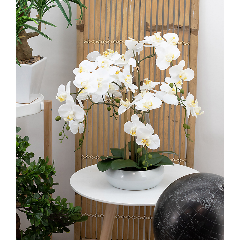 Orchidée blanche artificielle coupe céramique- H55cm