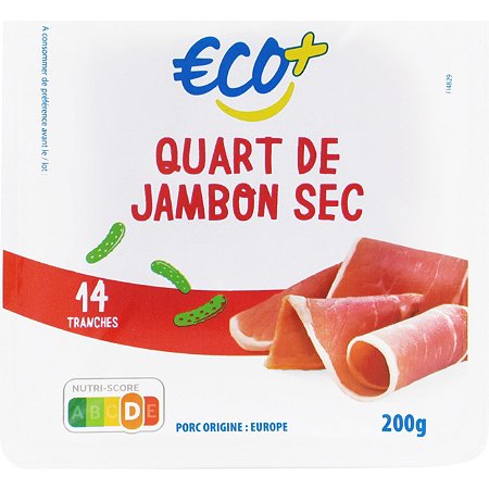 Quart de jambon sec 14 tranches - 200 g - ECO + au meilleur prix