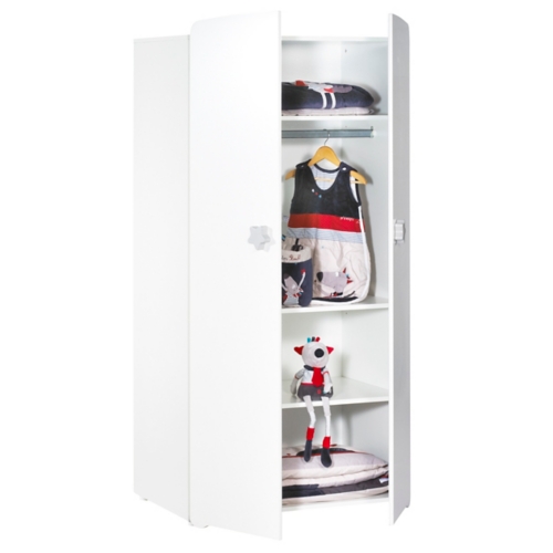 Armoire chambre bébé 2 portes - Boutons étoile gris