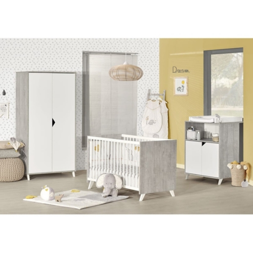 Commode à langer 2 portes et 1 niche - SCANDI GRIS