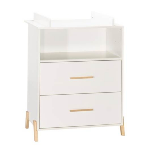Commode à langer 2 tiroirs et 1 niche pieds gris - JOY NATUREL