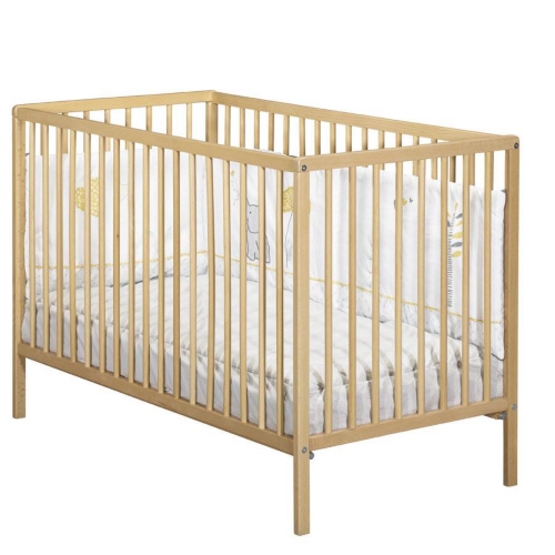 Lit bébé 120x60 bois vernis naturel FIRST