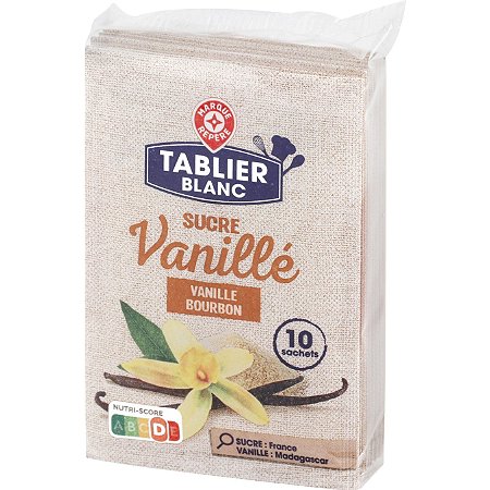 Sucre vanillé - 10 x 7,5g - TABLIER BLANC au meilleur prix