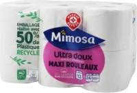 Lot de 48 rouleaux de papier toilette Mimosa Ultra Doux double épaisseur  roses ou blancs –