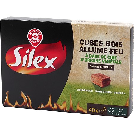 Cubes allume-feu bois en cire végétale x40 - SILEX