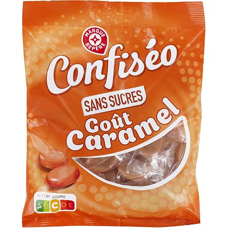 Bonbons durs sans sucres goût caramel - 120 g - CONFISEO