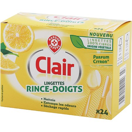 Lingettes rince doigt x24 - CLAIR