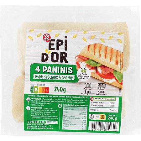 pain pour panini x 4 - 240 g - EPI D'OR