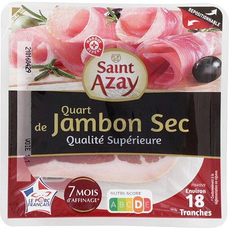 quart de jambon sec tranché 18 tranches - 220 g - SAINT-AZAY au meilleur  prix