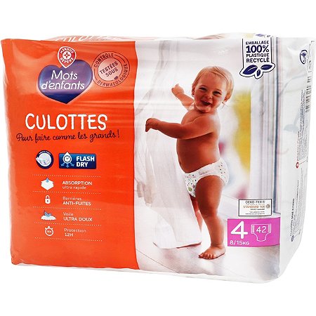 Couches culottes taille 4 - Mots d'enfants E.Leclerc - 9 mois