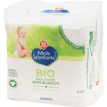 coton bio écru maxi carré bébé x 40 - MOTS D'ENFANTS