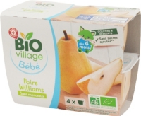 Puree Poire Williams Bio Des 4 Mois 4 X 100 G Bio Village Au Meilleur Prix E Leclerc