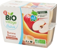 Puree Pomme Banane Bio Des 4 Mois 4 X 100 G Bio Village Au Meilleur Prix E Leclerc