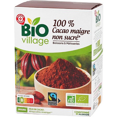 Cacao maigre poudre non sucré, U BIO (250 g)  La Belle Vie : Courses en  Ligne - Livraison à Domicile