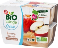 Puree Pomme Biscuit Bio Des 6 Mois 4 X 100 G Bio Village Au Meilleur Prix E Leclerc