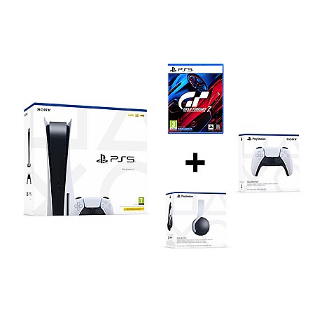 Pakiet PS5 + gra GT7 + zestaw słuchawkowy + kontroler