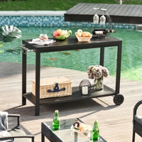 Desserte De Jardin Desserte Pour Plancha Chariot De Service A Roulettes Multi Rangements Dim 128l X 46l X 86h Cm Acier Noir Au Meilleur Prix E Leclerc