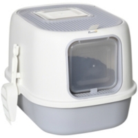 Maison De Toilette Litiere Pour Chat Double Porte Battante Et Superieure Filtre Odeur Pelle Fournis Gris Au Meilleur Prix E Leclerc