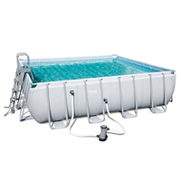 Piscine Tubulaire Carré Power Steel L488 X L488 X H122 Cm