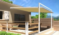 Store Banne Pergola Motorise Melodie Blanc 3 X 3 M Toile Sable T102 Maison Et Loisirs E Leclerc