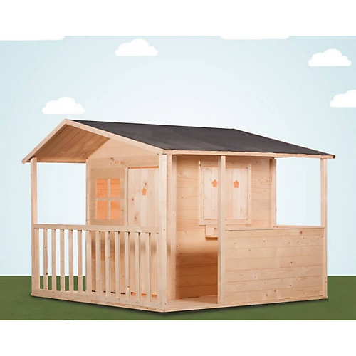 Maisonnette enfant cottage en bois avec terasse et patio couvert