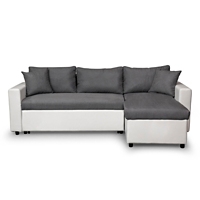 Canapé d'angle 3 places Blanc Microfibre Confort Original