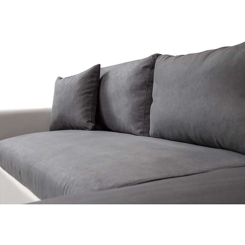 Canapé d’angle convertible réversible avec coffre blanc/gris JADE