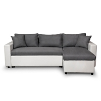 Canape D Angle Convertible Reversible Avec Coffre Blanc Gris Maria