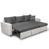 Canape D Angle Convertible Reversible Avec Coffre Blanc Gris Jade Maison Et Loisirs E Leclerc