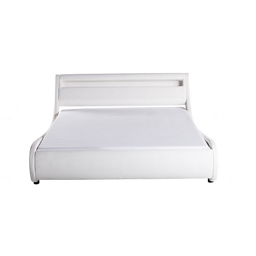 Cadre de lit avec tête de lit LED en PU blanc 140x190 JUPITER