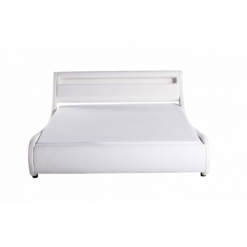 Cadre de lit avec tête de lit LED en PU blanc 160x200 JUPITER