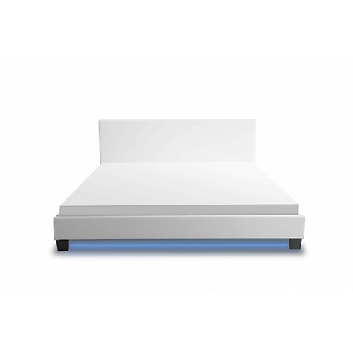 Cadre de lit avec tête de lit  avec LED en PU blanc 160x200 SKY