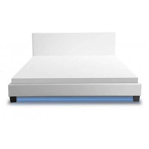 Cadre de lit avec tête de lit  avec LED en PU blanc 160x200 SKY