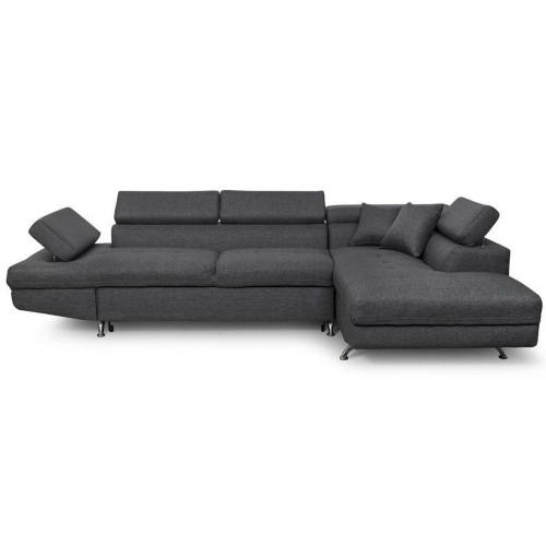 Canapé d'angle droit convertible 5 places gris foncé - RIO
