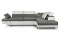 Canapé Dangle Droit Convertible 5 Places Tissu Et Pu Gris