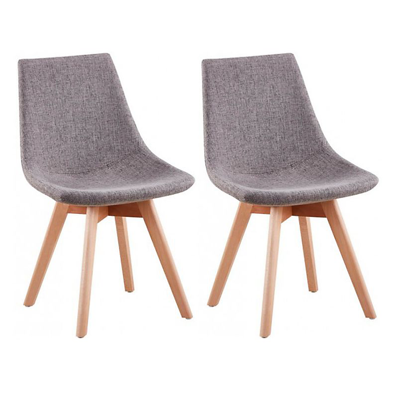 Lot de 2 chaises scandinaves en tissu chiné et bois massif gris foncé