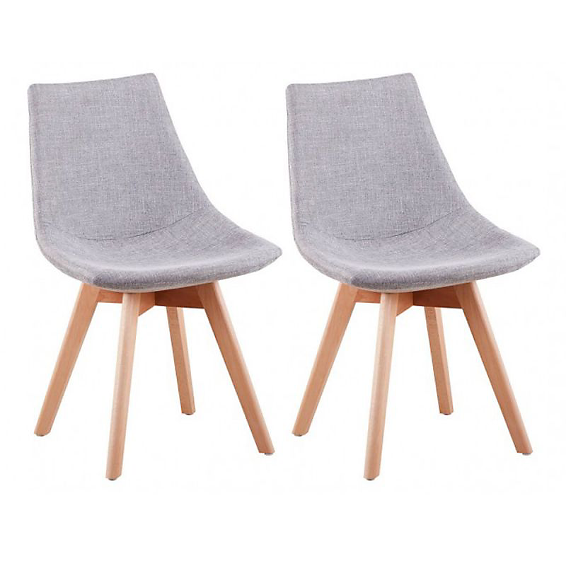 Lot de 2 chaises scandinaves en tissu chiné et bois massif gris clair
