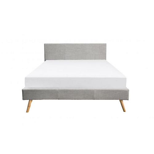 Cadre de lit avec tête de lit en tissu gris clair 160x200 INES
