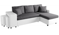 Canapé d'angle 3 places Blanc Tissu Moderne Confort
