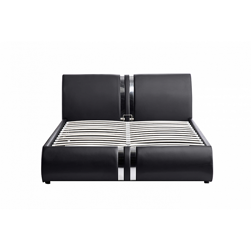 Cadre de lit avec tête de lit et coffre en PU noir 160x200 ILMA