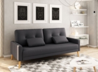 Canapé droit 3 places Scandinave convertible en tissu gris ...