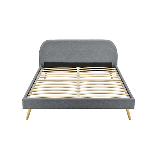 Cadre de lit scandinave avec tête de lit et sommier à lattes en tissu 140x190 - Gris foncé