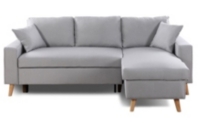 Canape D Angle Scandinave Reversible Convertible Avec Coffre En Tissu Gris Clair Olga Maison Et Loisirs E Leclerc