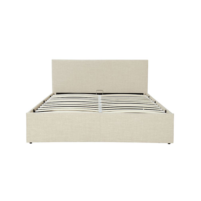 Cadre de lit avec sommier relevable et tête de lit en tissu beige naturel 140x190 IZY