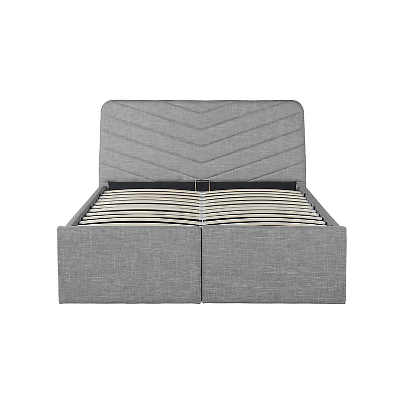 Cadre de lit TINO avec rangements et sommier relevable à lattes gris clair 140 x 190 cm