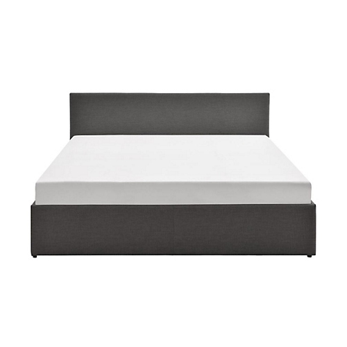 Cadre de lit avec sommier relevable et tête de lit en tissu gris foncé 140x190 IZY